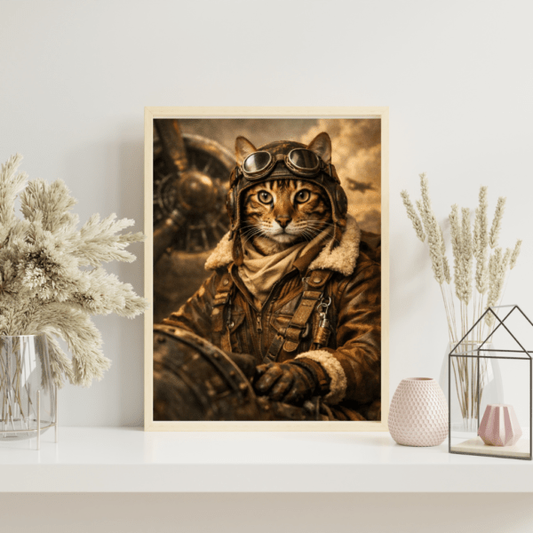 Portrait Personnalisé –chat aviateur