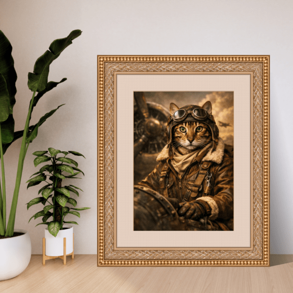 Portrait Personnalisé –chat aviateur